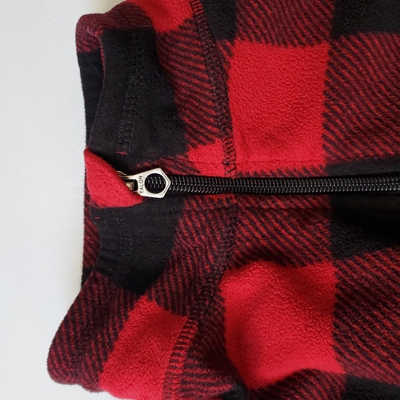 Buffalo Plaid Fleece Boys Size 10 12 Lands End Red Black Fleece Plaid Pullover - Picture 5 of 12